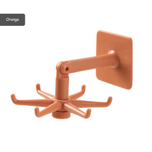 360-degree rotatable hooks six claws kitchen storage wall hanging no-hole non-marking hangers