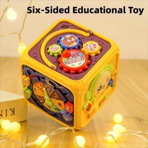TSEVD Multifunctional Children Hand Clapping Beat Drummer Pounding Musical Early Education Baby Toy Creative Activity Box Hexahedron Drum Piano Toddler