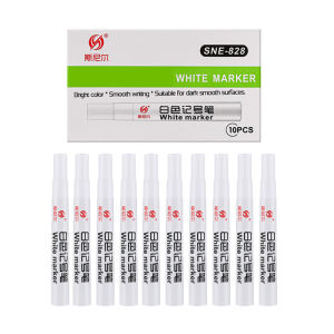 Hami 10Pcs/Box White Marker Quick Dry Waterproof Permanent Pen Stationery