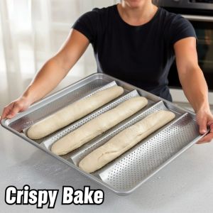Baguette Baking Pan Non Stick Carbon Steel Perforated Bread Mold French Loaf Tray Home Baker