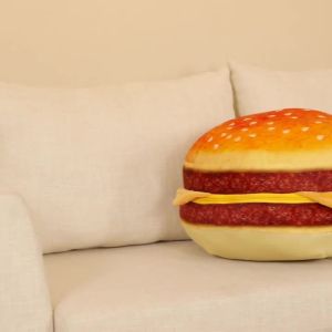 40CM Simulation Plush Bread Hamburger Pillow Lazy Sofa Turn To Seat Cushion Stuffed Food Cute Toys Home Decor Kids Birthday Gift2026