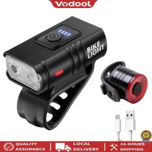 [Upgraded] LED Outdoor Bike Headlight Aluminum Alloy with Tail Light Powerful Bike Front Light USB Charging Power Display Riding Safety Accessories [Vodool Official Tool]