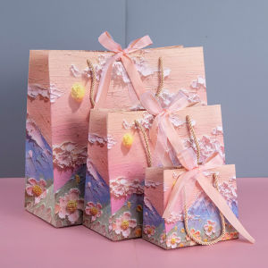 Paper Gift Bags with Handles & Bow Ribbon Wedding Birthday Party Favor Bag for Bridesmaid Groomsmen Christmas