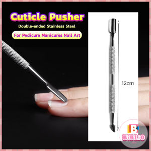 BIBLIO Stainless Steel Cuticle Shirker Trimmer Metal Double-Ended Finger Dead Skin Push Nail Tool