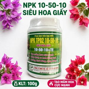 Phân Bón Hỗn Hợp NPK 10-60-10 Siêu Hoa Giấy (Hũ 100g) - Phân Bón Lá Kích Ra Hoa Đồng Loạt Bung Đùm Siêu Đậm Màu Lâu Tàn.