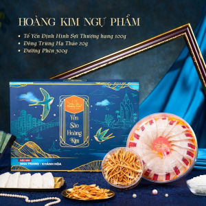 Yến sào Hoàng Kim - Hoàng Kim Ngự Phẩm (100g Tinh Chế Sợi Định Hình 300g Đường Phèn và 20g Nấm Đông Trùng Hạ Thảo) Quà Biếu Tặng Doanh Nghiệp & Đối Tác Cao Cấp