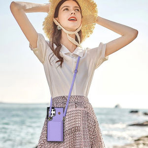 ช่องใส่การ์ดเคสสำหรับ Samsung S24อัลตร้าพร้อมสายคล้องแนวทแยงเปลือกกรอบโทรศัพท์มือถือ Dompet Koin พร้อมปลอกกระเป๋าเก็บบัตรเคสสำหรับ Samsung Galaxy Samsung Galaxy S24 Plus S23อัลตร้า S23 FE S22บวก S21อัลตร้า S21 FE S24U ปกหนัง S23U กระเป๋าสตางค์