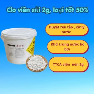 Clo viên sủi 2g loại tốt 50% | Duyệt rêu tảo xử lý nước | Khử trùng nước hồ bơi | TTCA viên nén 2g