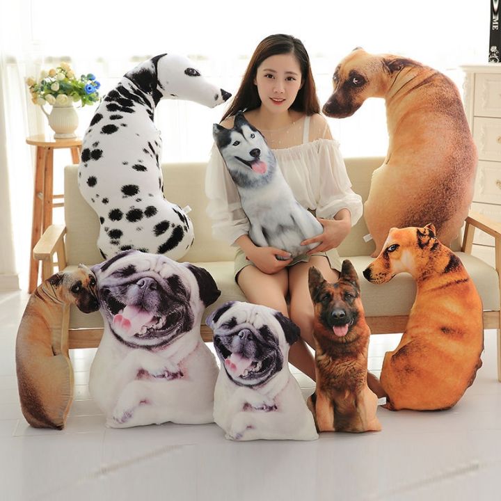 Đồ chơi dễ thương mô phỏng con Chó 3D Gối búp bê vải lông Husky Wolf ...