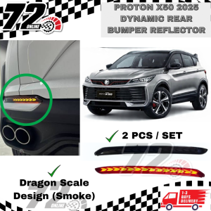 Proton X50 Facelift 2025 Dynamic Rear Bumper Reflector With Signal Running ( 3 Function ) - Smoke