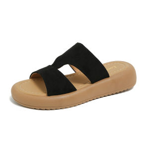 [Free Shipping] Plus-Size Casual Slip-On Sandals For Women 2025 Summer New Collection Round-Toe Hollowed-Out Design Thick-Soled Fashionable Beach Sandals