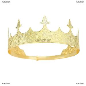 [COD] kunzhan Simple Bar Mitzvah King Crown Hair Hoop Western Prince Crowns Headband Hair Accessories Round Tiaras Hair Ornaments