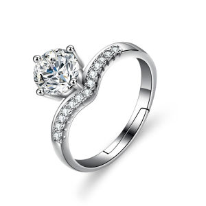 LOVETIA Cincin Fuji Moissanite 1.0 Ct Perak Asli 925 Cincin Permata Moissanite Elegan Aesthetic Sertifikat GRA BTJZ004