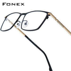 FONEX Titan kính người đàn ông thiết kế thương hiệu kính mắt dáng vuông khung Full-rim Chất lượng cao tiktok phong cách Hàn Quốc cho thanh thiếu niên Nhật Bản siêu nhẹ kính mắt cho mắt 85915
