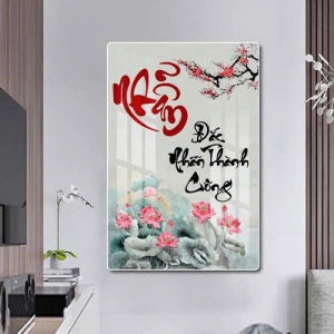 Tranh Treo Tường Chữ Thư Pháp/ Tranh Chữ Nhẫn/ Tranh Treo Phòng Khách/ Phòng Ngủ/ Tranh Tráng Gương Gỗ MDF Cao Cấp