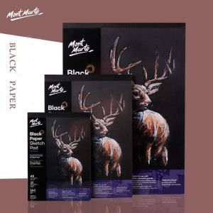 Mont Marte 25 Sheet 140GSM A3/A4/A5 Black Paper Sketch Pad Black Card Paper board Art Marker Sketch Book For DIY Paiting Graffiti Drawing Art Supplies