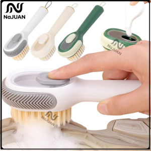 [NaJUAN]  Cleaning Brush Soft Bristled Press Liquid Shoe Brush with Long Handle Multifunctional Clothes Brushes Household Cleaner Tool