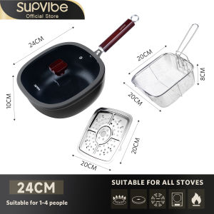 SUPVIBE 24cm steamer/deep fryer/saucepan Portable Outdoor Cooking Pot with Multi-Functional Food Container