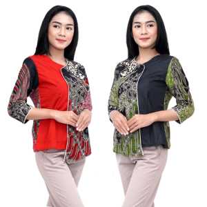 Batik Wanita Atasan: Blouse Batik Dua Putri 2 Warna Pilihan