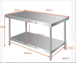 Kuga 2 Tier 201 Stainless Steel Kitchen Workstation Heavy Duty Food Prep Table Rust Proof Storage Shelf