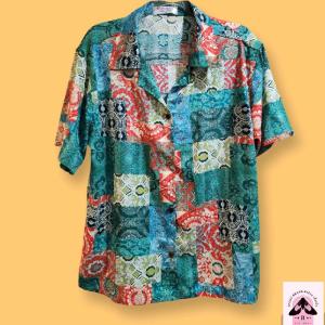 เสื้อฮาวาย ลายตัดปะบาหลี ผ้าสปันเรย่อน ใส่สบายผ้านิ่ม