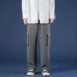 Spring Summer Thin Mens Cargo Trousers Loose Straight Leg Multi Pocket Plus Size Casual Long Pants
