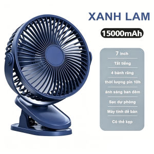 Quạt Mini Để Bàn 15000mAh – Quạt Tích Điện Siêu Bền Có Đèn Ngủ & Sạc Dự Phòng – Quạt Kẹp/Treo/Đặt 3 Trong 1 – Động Cơ Treo Giữ Siêu Êm Xoay 720° (Hàng Chính Hãng)
