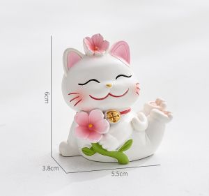 Mô Hình Mèo Lucky Hoa Đào Trang Trí Decord
