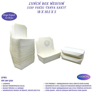 Paper Lunch Box Large  Sudah Rakit Lunch box L (Isi 50 Pcs / LFW2)