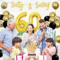 Cheereveal Black Gold Happy 60th Birthday Decoration Women Sixty and Sassy Birthday Decorations Balloon Banner Cake Topper Funny 60th Birthday Decorations Number 60 Foil Balloons. 