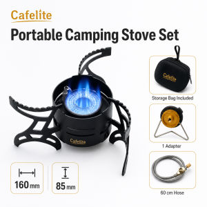 Cafelite  Portable Split Gas Stove 6800W Outdoor Camping Cooker Lightweight Hiking Stove with Braided Hose Adapter Storage Bag