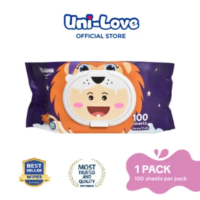 UniLove Slumbernight Baby Wipes (Daring Truth) 100s Pack of 1 - 99% Water| Hypoallergenic | Alcohol Free | No harmful chemicals | with Aloe Vera | Safe & Gentle | FDA Approved