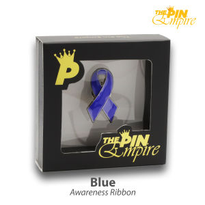 THE PIN EMPIRE Blue Ribbon Double-Sided 3D Enamel Lapel Pin Collar Pin