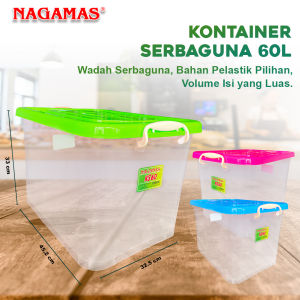 NAGAMAS Box Kontainer Plastik Dengan Roda Kotak Penyimpanan 60 Liter