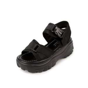 [Free Shipping] WomenS Summer New Korean Style Thick-Soled Wedge Sandals With Velcro Straps Platform Heel Casual Roman Style Sports Shoes