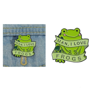 เข็มกลัดคนแบบ I LoveFrogs เข็มกลัดสไตล์สัตว์ทำจากโลหะผสมเข็มกลัดแฟชั่นของขวัญให้เพื่อนผู้ชายและผู้หญิง