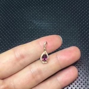 LOVERJEWELRY Newest Women Pendant Pear Ruby 5x7mm Real 18Kt Rose Gold Diamond Red Ruby Wedding Pendant Party Fine Jewelry