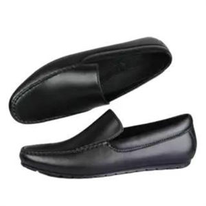 New SHUTA Mens Plain Black Rubber School Shoes Non Slip Waterproof Slip On Round Toe Footwear