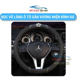 Bọc vô lăng ô tô gắn Vương Miện đính đá Cao Cấp size 38cm