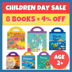 [SG STOCK] Reusable Sticker Book with Handle - Age 2+ Kid Children Toddler Early Learning Sticker Activity Book Portable Travel Toy Gift
