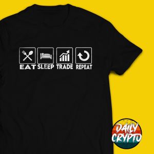 Cotton Original Eat Sleep Trade Repeat Trading Shirt    Crypto Currency Shirt    round neck    Cotton    White    Black