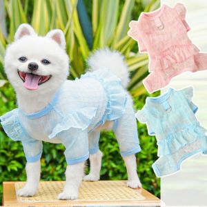 OUTOPEN Breathable Dog Cooling Jumpsuit Thin Fabric Quick Drying Pet Sun Protection Clothes Dog Cool Clothes D-Ring Design Dog Mesh Vest Spring Summer
