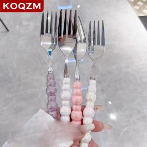 [COD] KOQZM KITCHEN Handle Fork For Dessert Household Steak Stainless Steel Fork Salad Fork Dessert Pasta Fork Kitchen Accessories Gadgets