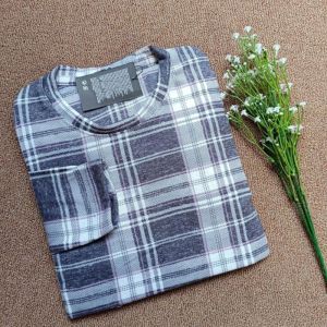 Kaos Kotak Kotak Lengan Panjang Basictee Square Premium // Rib Rajut Katun Wafer LD 98-100