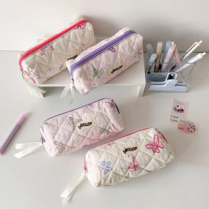 LEIFNYDI ผีเสื้อรูปผีเสื้อ กระเป๋าเครื่องเขียนรูปผีเสื้อ Y2K ที่เก็บเดสก์ท็อป จุได้มาก กล่องดินสอสไตล์เกาหลี น่ารักน่ารักๆ ปากกาบัตรเครื่องสำอาง กระเป๋าดินสอ INS ที่ใส่เครื่องเขียน