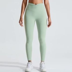 Womens V-waist Ruched Yoga Pants High-Waisted Peach Butt-Lifting Pants Tight-Fitting Outdoor Sports Long Pants TM0164-A