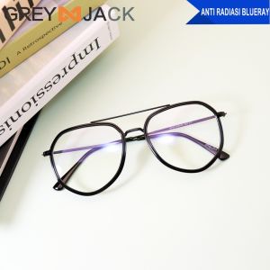 Grey Jack Kacamata Antiradiasi Blueray Tr90+Metal Korean Style Oval Kekinian Fashion Wanita dan Pria Kekinian 6015
