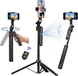 Auto Face Tracking Tripod 360 °   Rotation with Stand 70.9" Motion Sensor Phone Tripod Stand No App Gesture Control Smart Face Body Auto Tracking Selfie Stick Tripods for Video Record/Live Streaming
