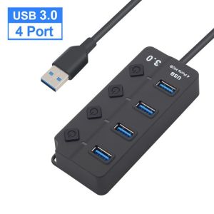 4/7 port hub USB3.0 power adapter independent switch HUB splitter suitable for laptop computer TV Macbook high-speed expansion hub