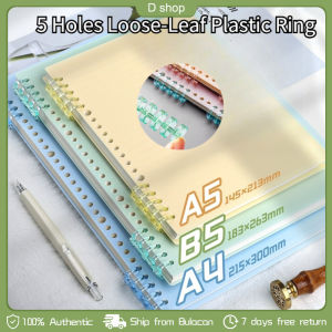 5 Holes Loose-Leaf Plastic Ring Binder Notebook Refillable Spring Spiral Crystal Ring for A4 A5